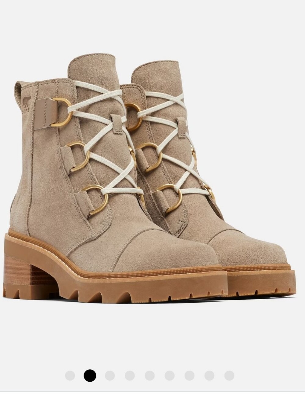 Sorel Joan Now Omega Taupe Suede Waterproof Lace Up Winter Boots size 5.5